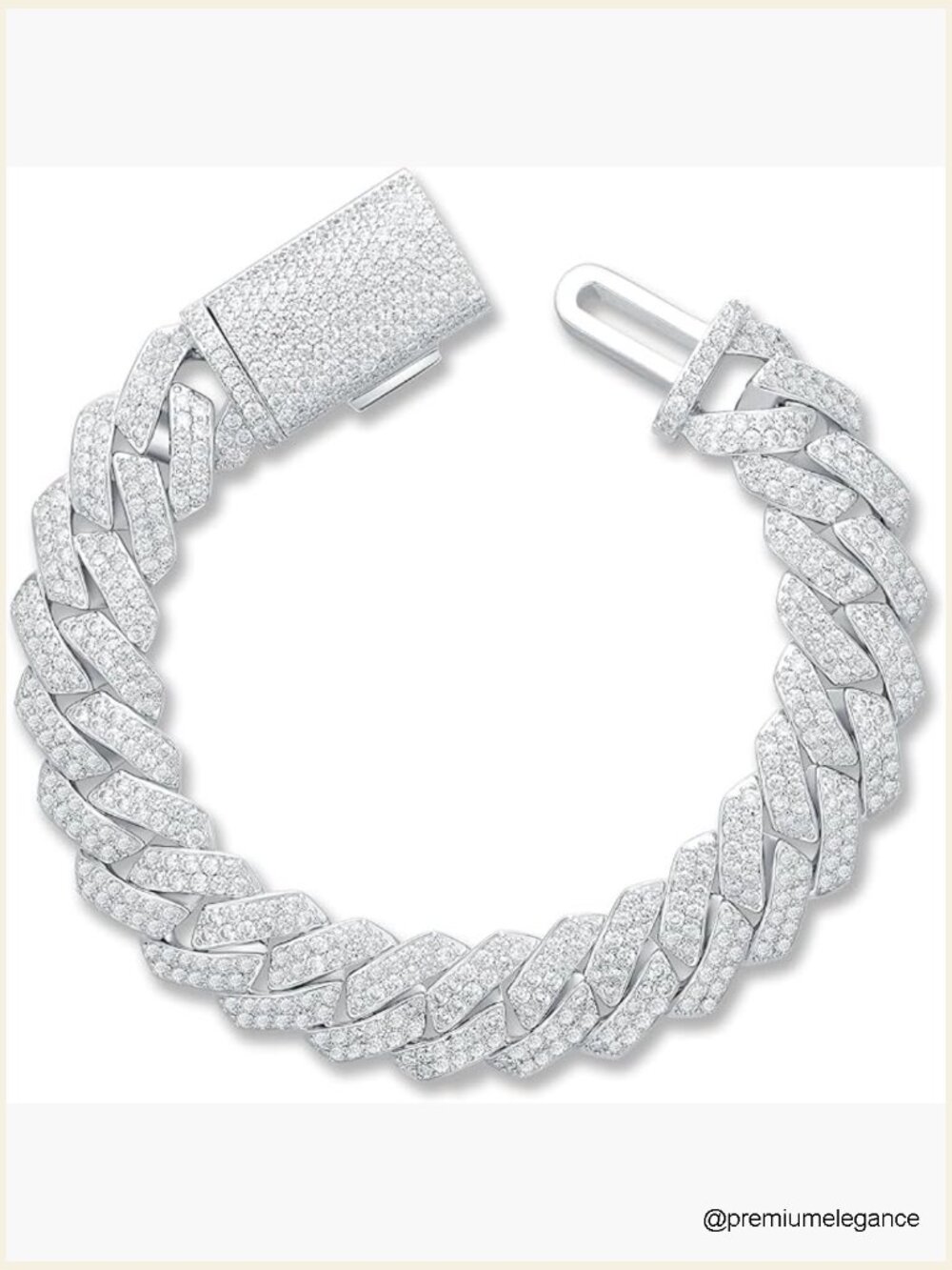 Iced Out Cuban Link Bracelet - 18K White Gold Plated Zircon Hip Hop Chain